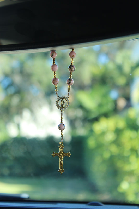 Rose Petal Car Rosary